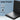 Black chair with quality PU leather features on a blue background