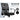 Black mesh office chair with text highlighting features on a light gray background