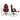 Black and red office chair with dimensions indicated on a white background