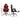 Black and red office chair with dimensions indicated on a white background