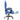 Blue gaming chair with armrests and footrest on a white background