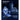 Blue and white office chair with adjustable features on a dark background