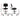 Two black stools with measurements on a white background