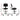 Two black stools with measurements on a white background