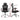 Black office chair with measurements on a white background