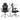 Black office chair with measurements on a white background