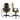 Black and yellow office chair with dimensions on a white background