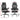 Black office chair with measurements on a white background