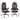 Black office chair with measurements on a white background