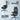 Black office chair with tilt and height adjustment features on a light blue background