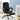 Black office chair with ottoman in a room with a desk and plants.