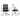 Measurement chart of a black office chair with dimensions labeled.