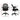 Black office chair with measurements on a white background