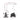 Measurement chart of a white desk and two black exercise bikes on a white background