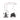 Measurement chart of a white desk and two black exercise bikes on a white background