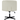 Beige ottoman with black metal base on a white background