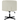 Beige ottoman with black metal base on a white background