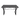 Black glass table with metal frame on a white background