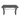 Black glass table with metal frame on a white background