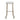 Bar stool with white cushioned seat and metallic frame on a white background
