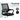 Black office chair with mesh design on a light blue background
