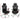Black office chair with headrest and measurements on a white background